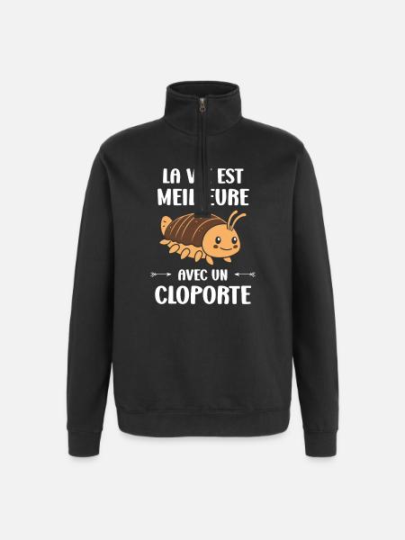 Life is better with a woodlouse - Quarter-Zip Sweatshirt - black