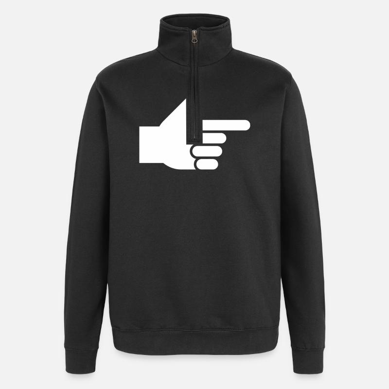 Hand, index finger, pointer - Quarter-Zip Sweatshirt - black