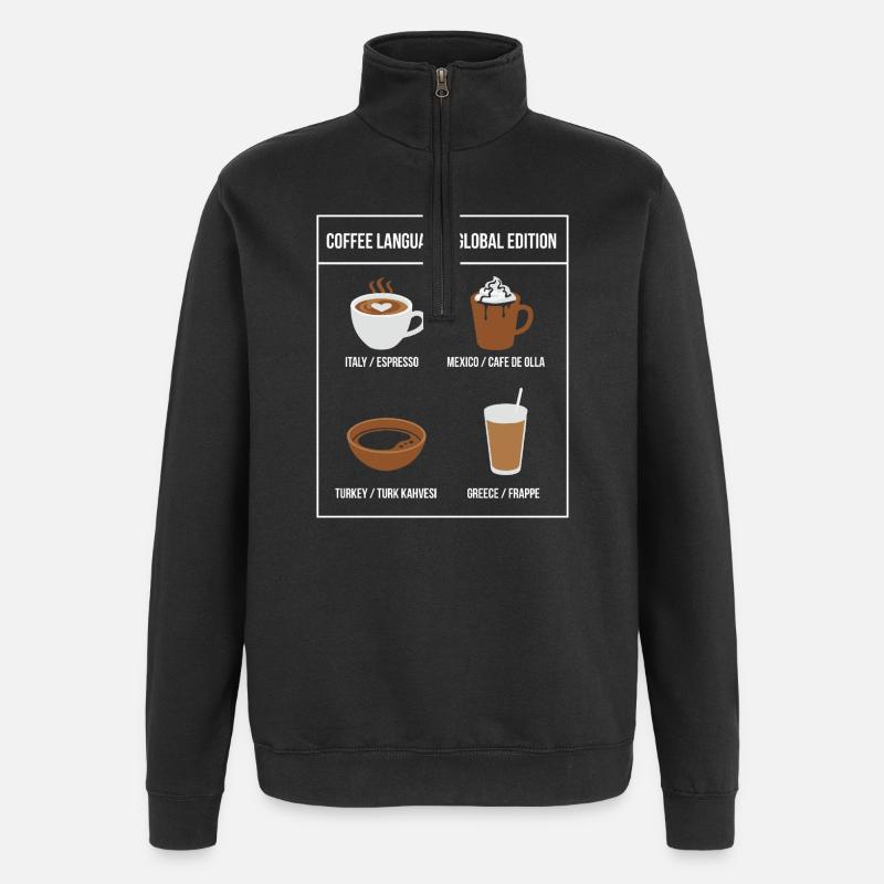 Édition mondiale de Coffee Language - Sweat à zip 1/4 - noir