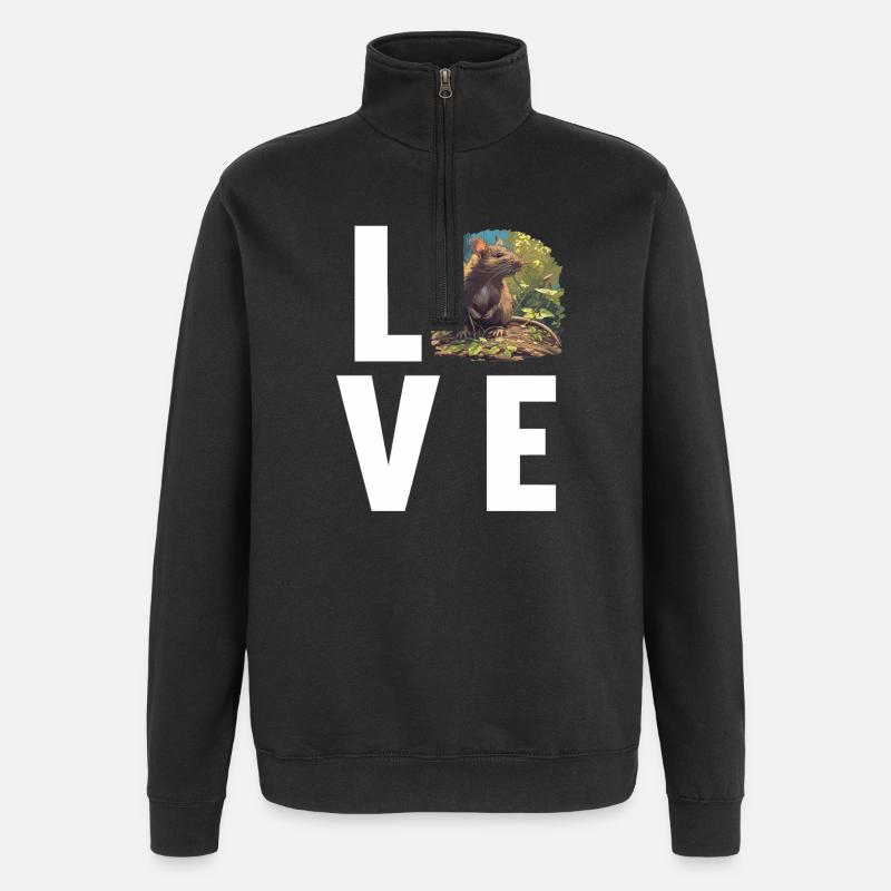 Ratten Ratte - Quarter-Zip-Sweatshirt - Schwarz