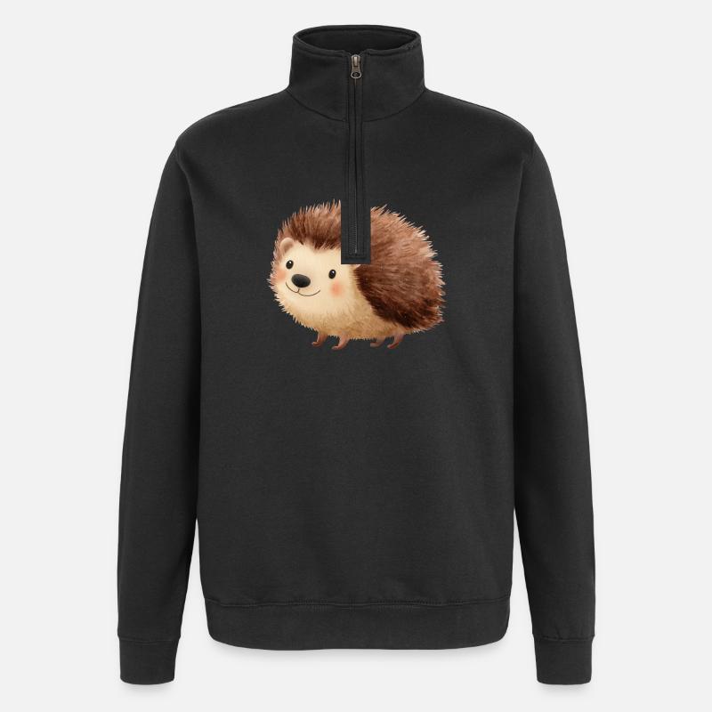 Hérisson mignon – Dessin Enfantin et Charmant - Sweat à zip 1/4 - noir