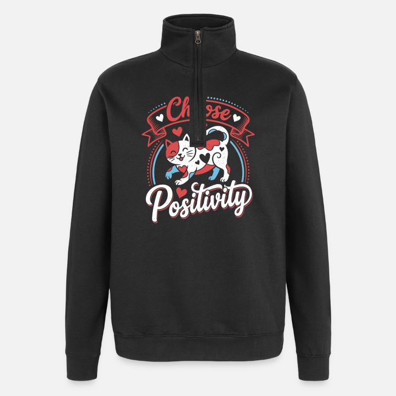 Choose Positivity Cat - Quarter-Zip Sweatshirt - black