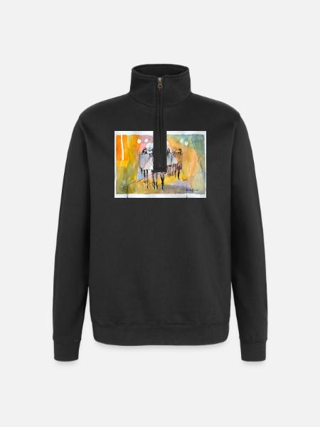 Abstrakte Menschen, Aquarell - Quarter-Zip-Sweatshirt - Schwarz