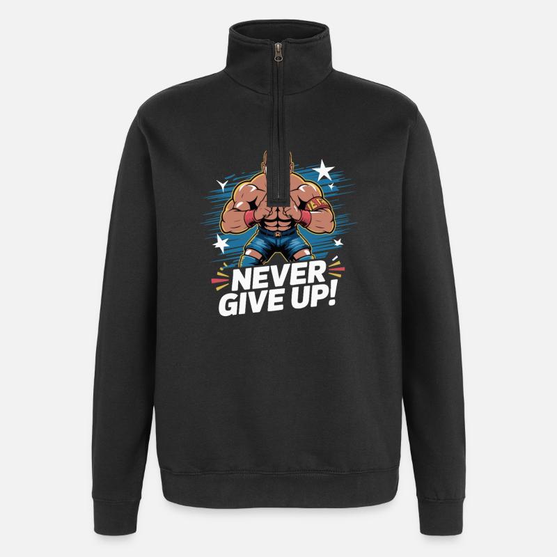 Ne jamais abandonner le héros lutteur - Sweat à zip 1/4 - noir
