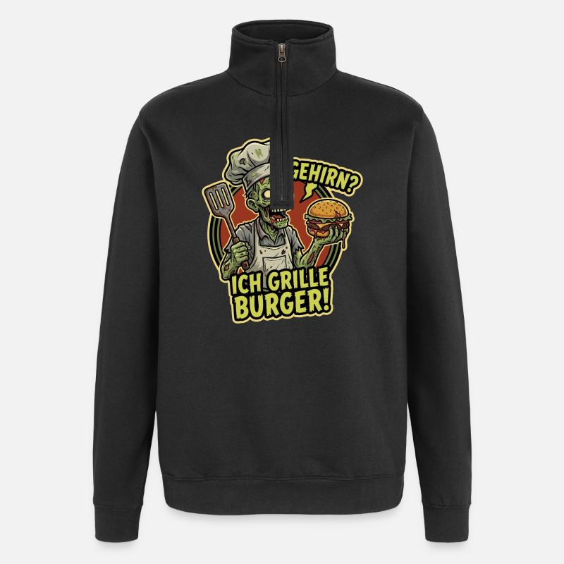 BrainChef Grille Burger - Quarter-Zip Sweatshirt - black