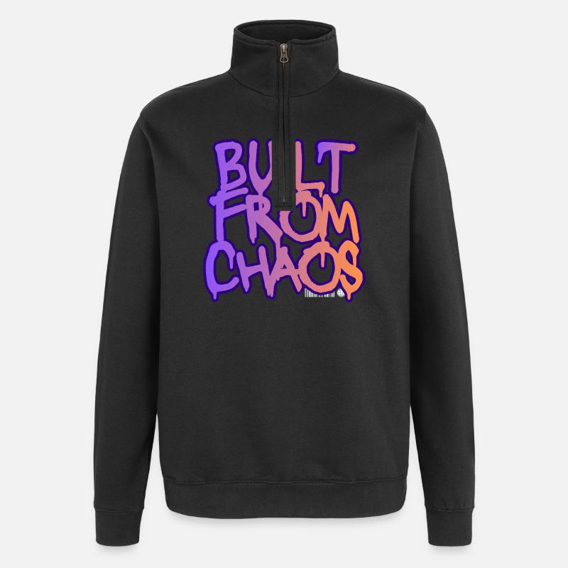 Aus Chaos-Graffiti gebaut - Quarter-Zip-Sweatshirt - Schwarz