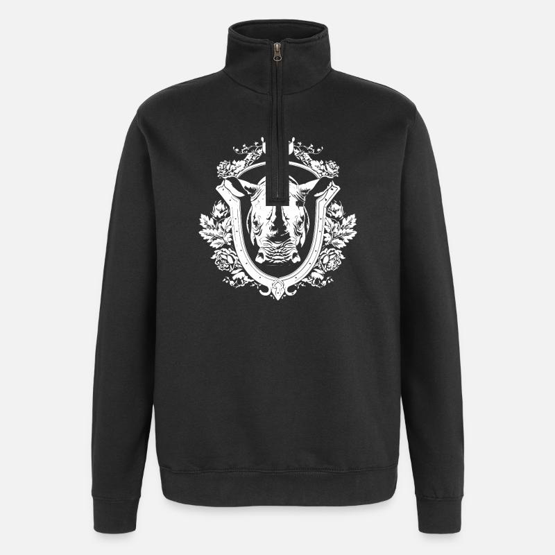 Blason du rhinocéros - Sweat à zip 1/4 - noir