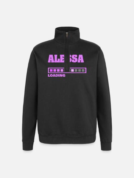 ALESSA - Sweat à zip 1/4 - noir