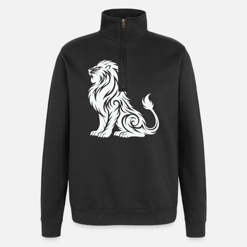Tribal Lion Silhouette - Sweat à zip 1/4 - noir