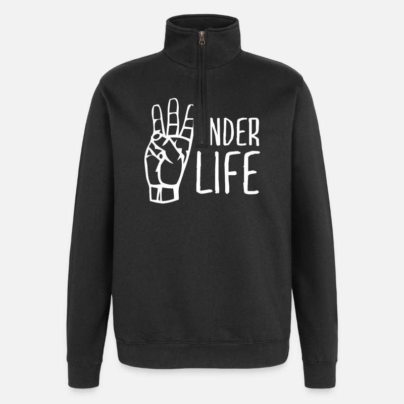 Wander Life Handzeichen – West Coast Wanderer - Quarter-Zip-Sweatshirt - Schwarz