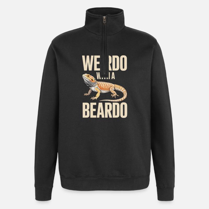 Weirdo with a Beardo Gecko - Quarter-Zip Sweatshirt - black