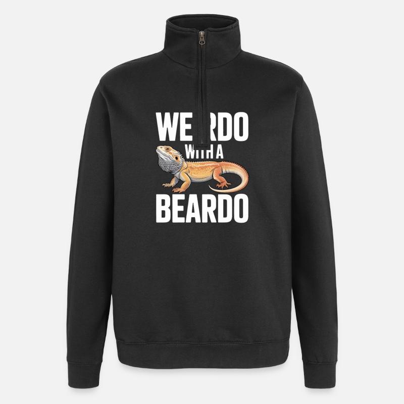 Weirdo mit Bartkind - Quarter-Zip-Sweatshirt - Schwarz