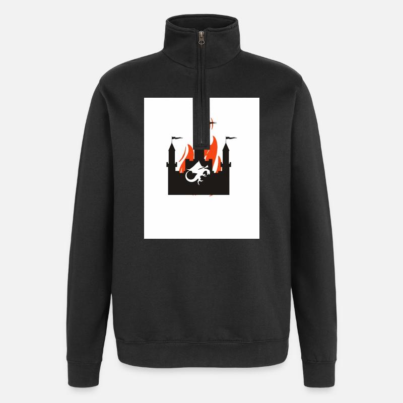 Château du Dragon en feu - Sweat à zip 1/4 - noir