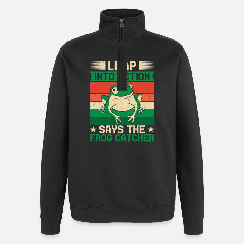 Grenouille attrape-grenouille passe en action - Sweat à zip 1/4 - noir
