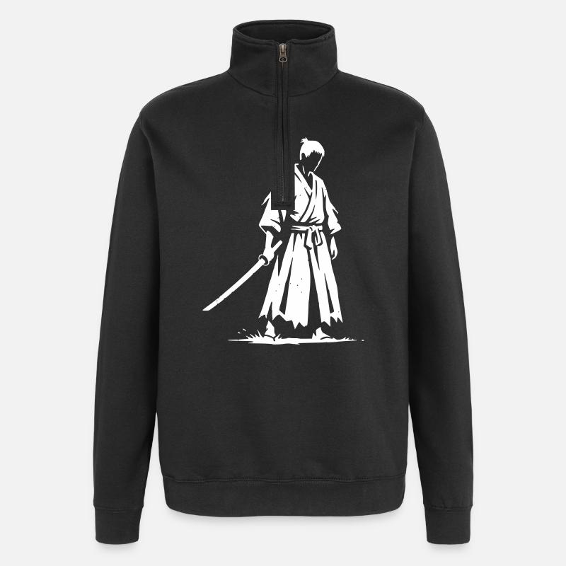 Sad Ronin Samurai Warrior - Quarter-Zip Sweatshirt - black
