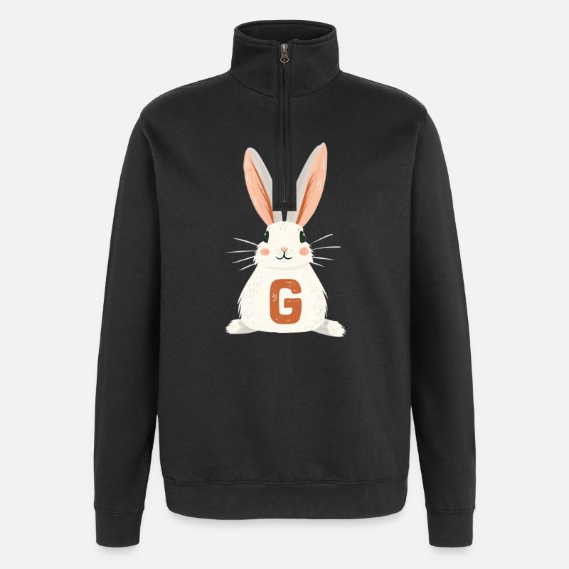 G Letter - Bunny - Personalizable - Quarter-Zip Sweatshirt - black