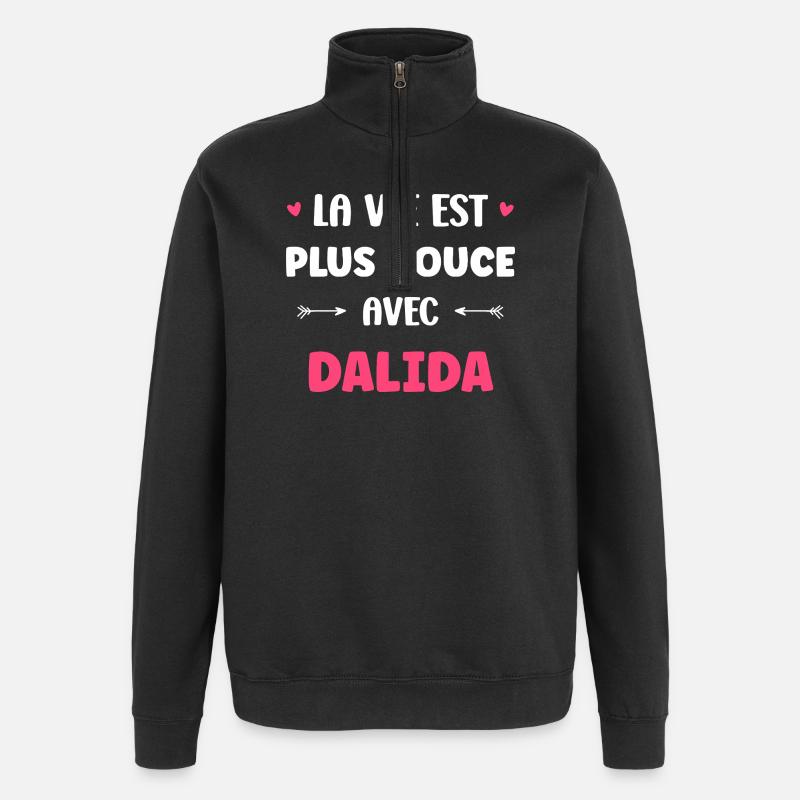 Dalida - Sweat à zip 1/4 - noir