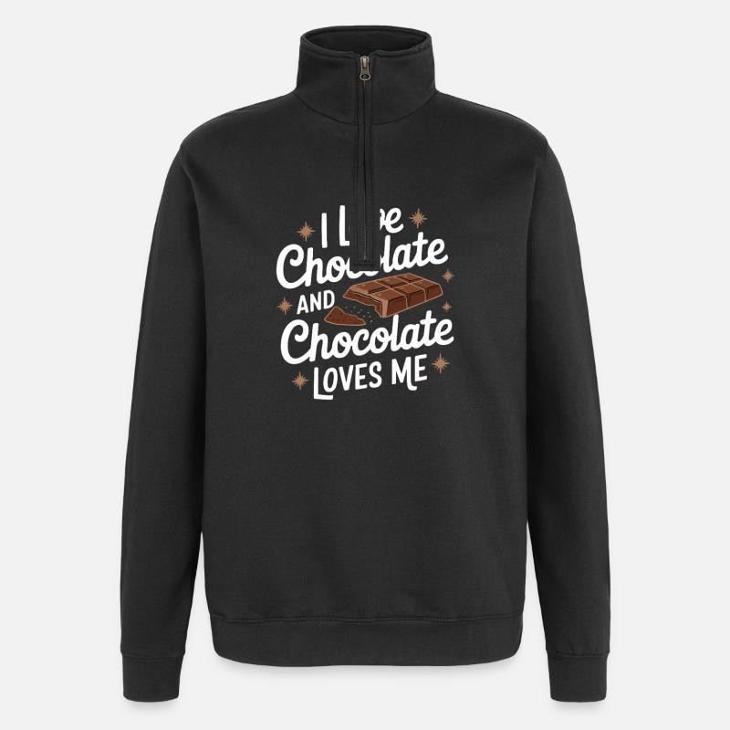chocolat - Sweat à zip 1/4 - noir
