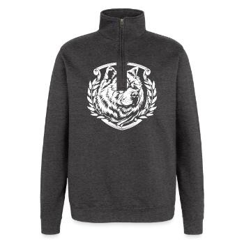Blason du chien - Sweat à zip 1/4 - charbon - Devant - AI Model Female 172 light (172cm) & AI Model Male 178 dark (178cm)