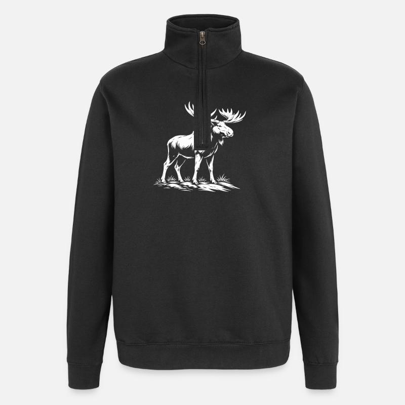 Elch Design - Quarter-Zip-Sweatshirt - Schwarz