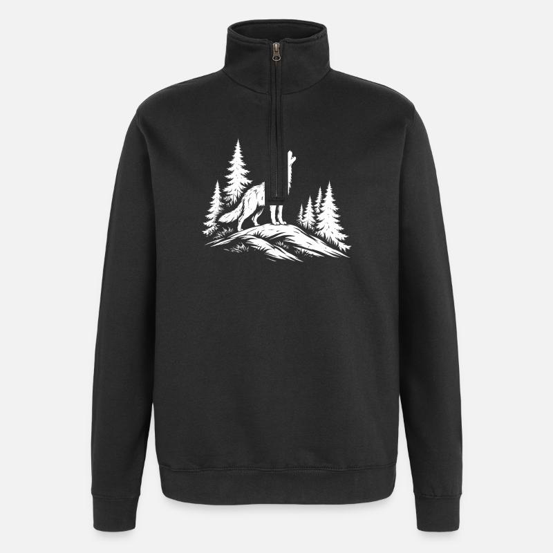 howling wolf - Quarter-Zip Sweatshirt - black
