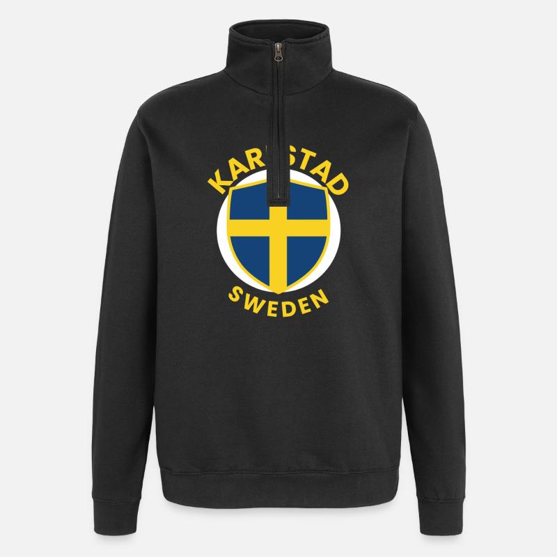 Karlstad Sweden Schild-Design - Quarter-Zip-Sweatshirt - Schwarz