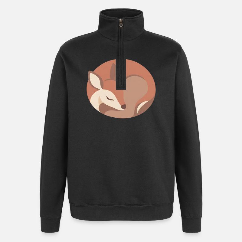 Schlafender Fuchs in der sanften Palette - Quarter-Zip-Sweatshirt - Schwarz