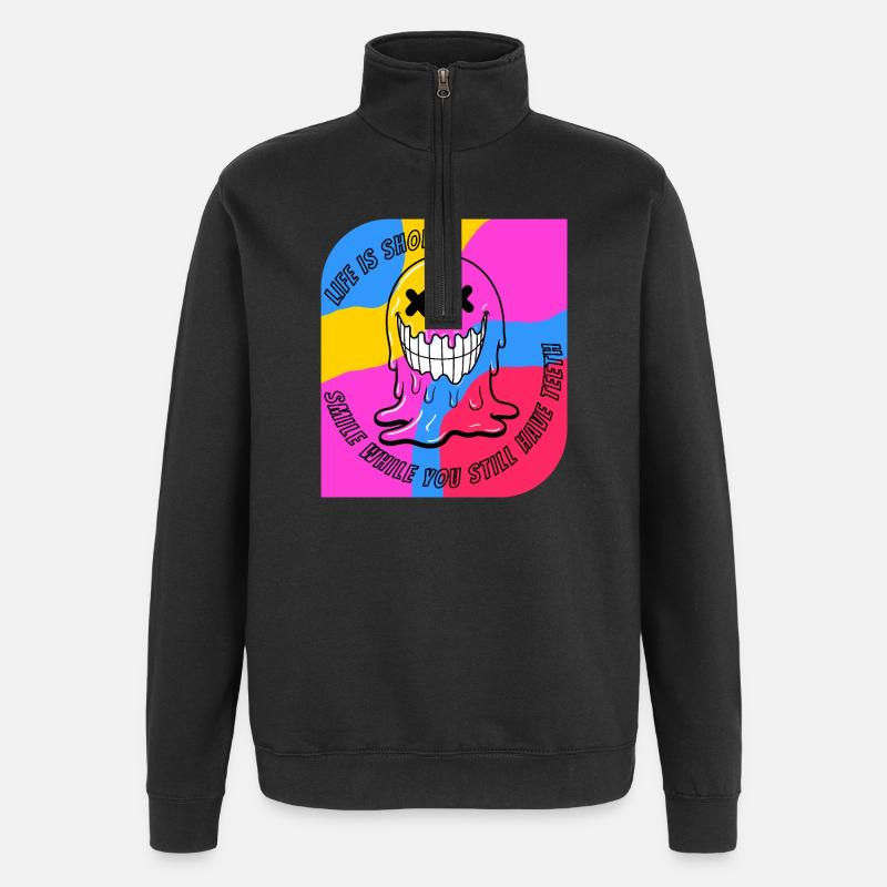 Leben & Zähne. POP - Quarter-Zip-Sweatshirt - Schwarz