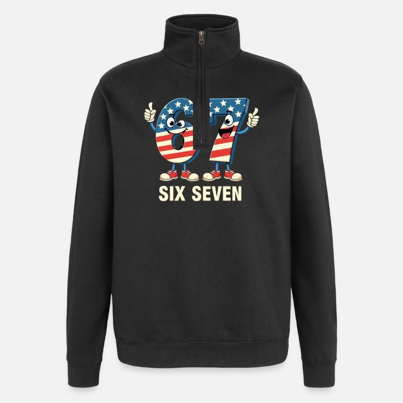 US Flag 67 Memes Six Seven - Quarter-Zip-Sweatshirt - Schwarz