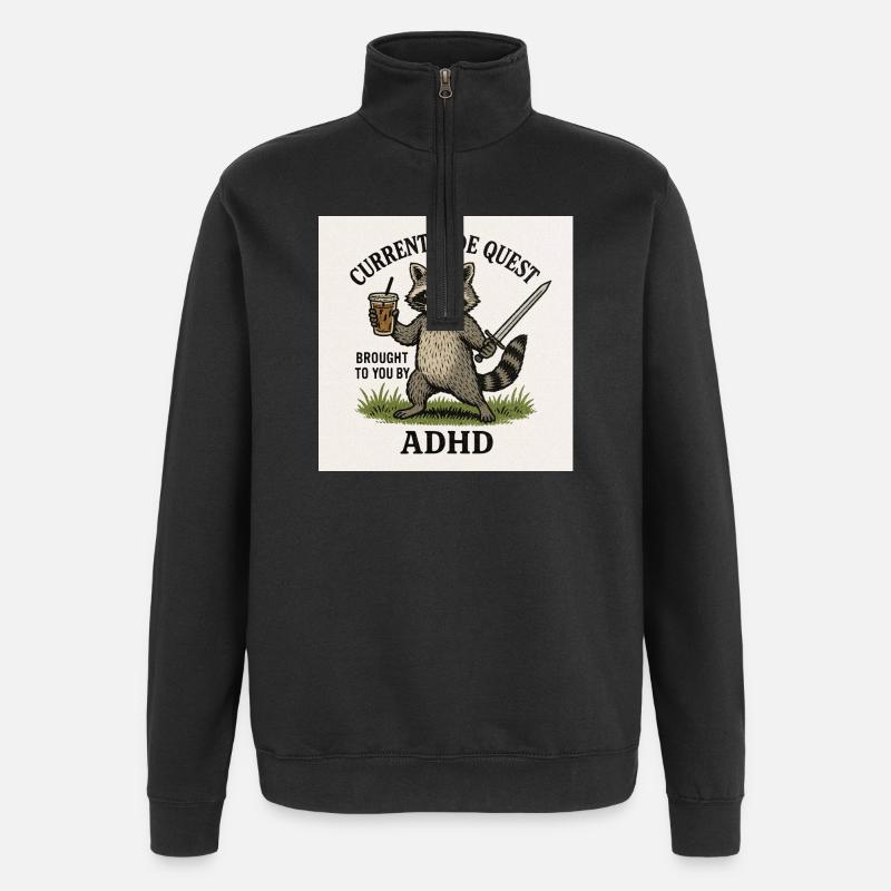 Quête secondaire du raton laveur TDAH - Sweat à zip 1/4 - noir