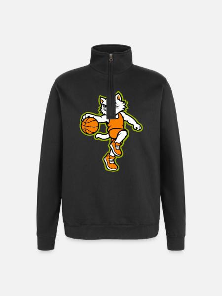 Wildcat-Basketball-Action-Maskottchen - Quarter-Zip-Sweatshirt - Schwarz