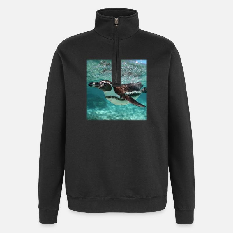 Penguin Underwater Turquoise Ocean Nature Design - Quarter-Zip Sweatshirt - black