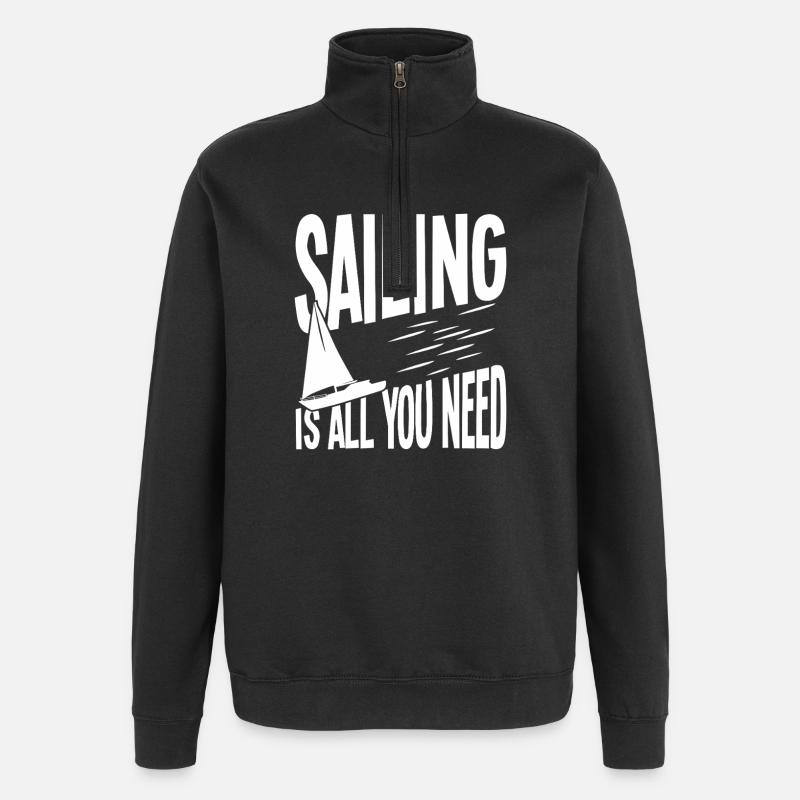 Sailing: Everything you need - Quarter-Zip Sweatshirt - black