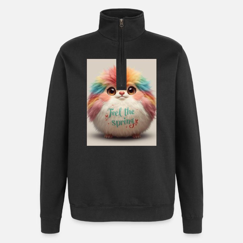 Fühle das Frühlingsplüsch-Tier - Quarter-Zip-Sweatshirt - Schwarz