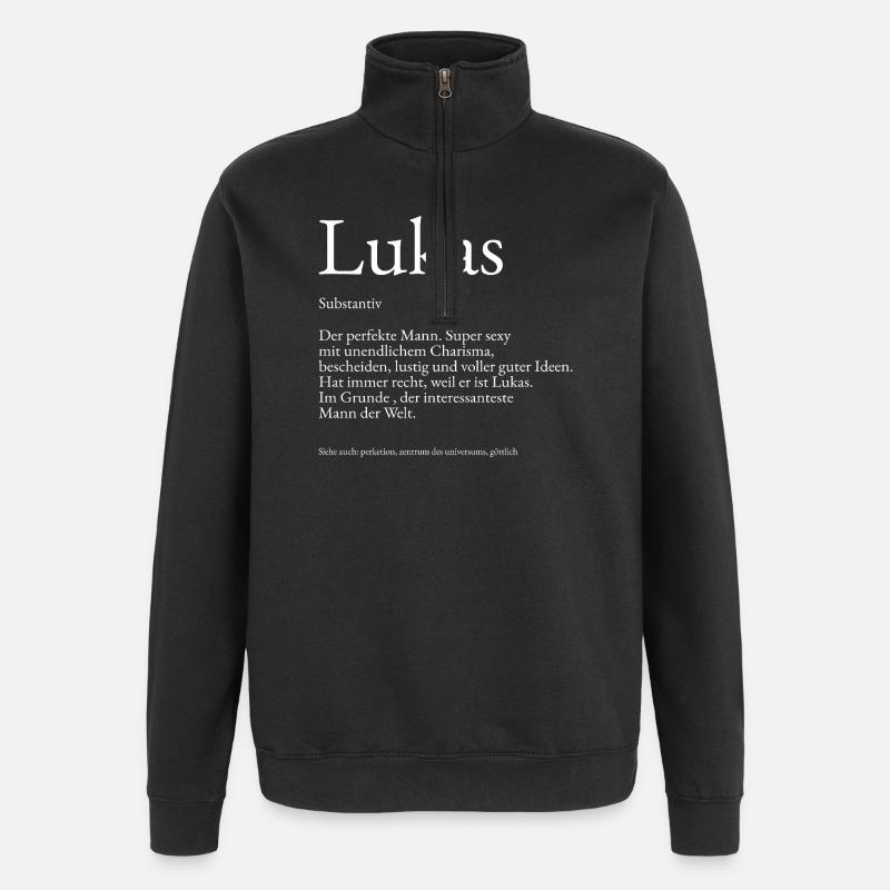 Lukas Dictionary Explanation First Name Lukas - Quarter-Zip Sweatshirt - black