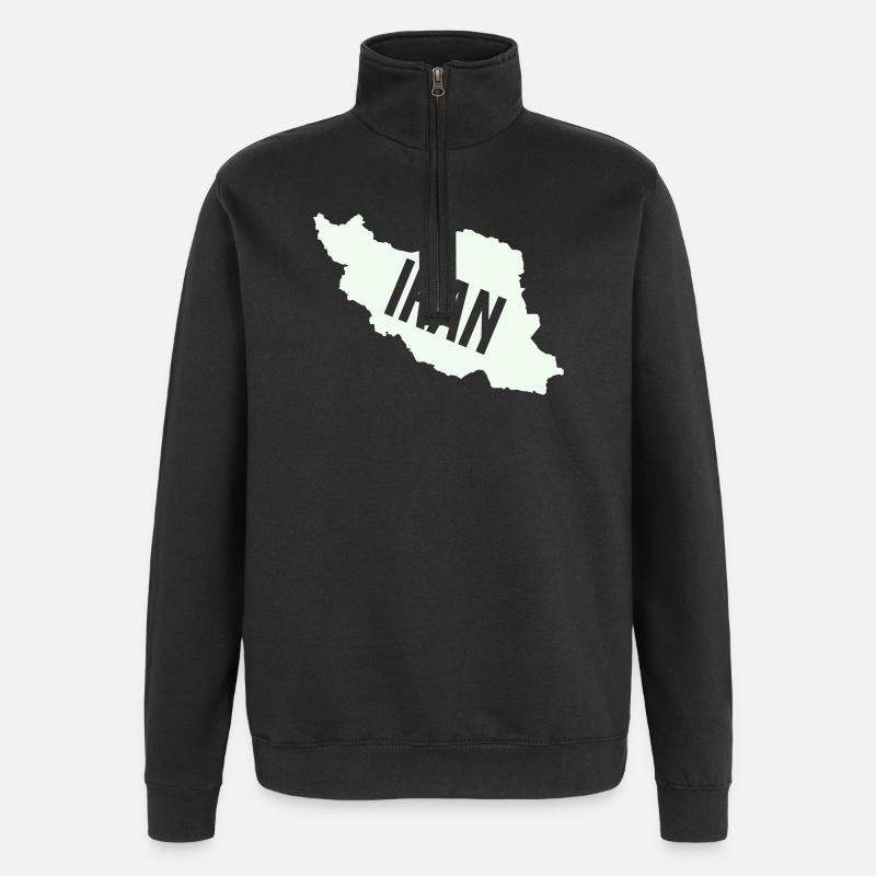 Iran Karten Typo - Quarter-Zip-Sweatshirt - Schwarz