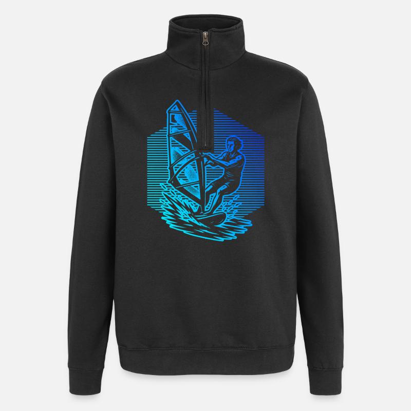 Kurz und klar Windsurfing - Quarter-Zip-Sweatshirt - Schwarz