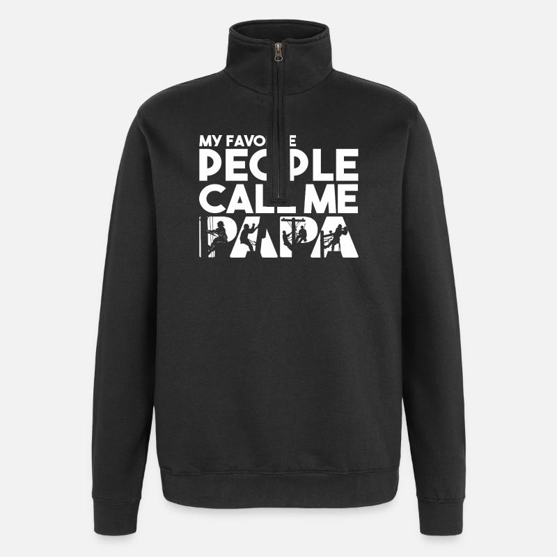 Papa-Linienarbeiter Elektromonteur Silhouette - Quarter-Zip-Sweatshirt - Schwarz