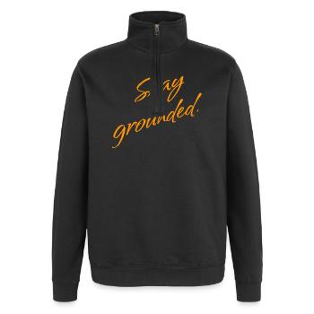 Stay Grounded – Mindfulness Spruch - Quarter-Zip-Sweatshirt - Schwarz - Vorne - AI Model Female 172 light (172cm) & AI Model Male 178 dark (178cm)