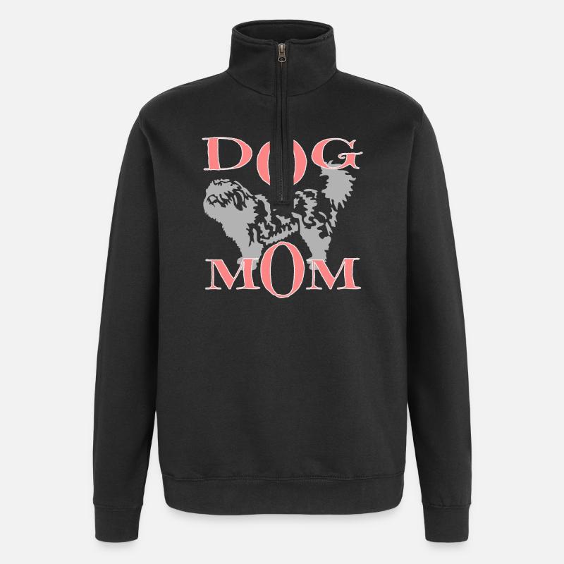 Hund mit Text - Quarter-Zip-Sweatshirt - Schwarz