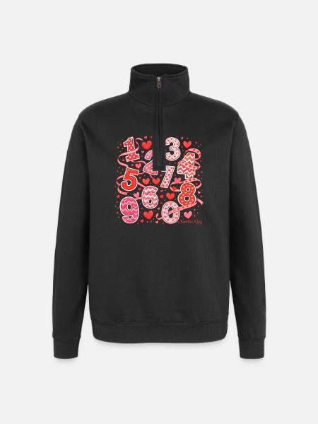Number Day Hearts Art - Quarter-Zip Sweatshirt - black