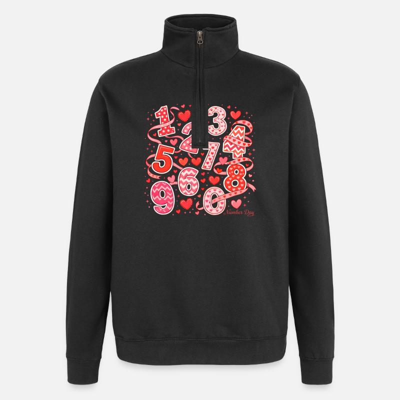 Number-Day-Herzen-Kunst - Quarter-Zip-Sweatshirt - Schwarz
