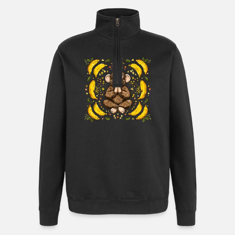 Singe reconnaissant avec un anneau banane - Sweat à zip 1/4 - noir
