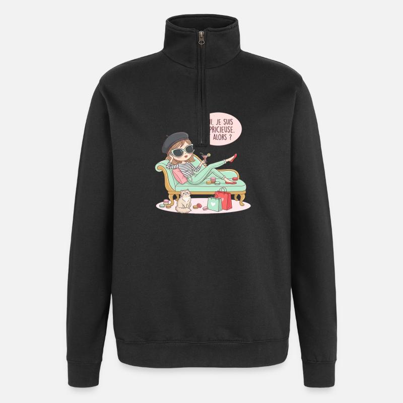 Ich bin launisch und so - Quarter-Zip-Sweatshirt - Schwarz