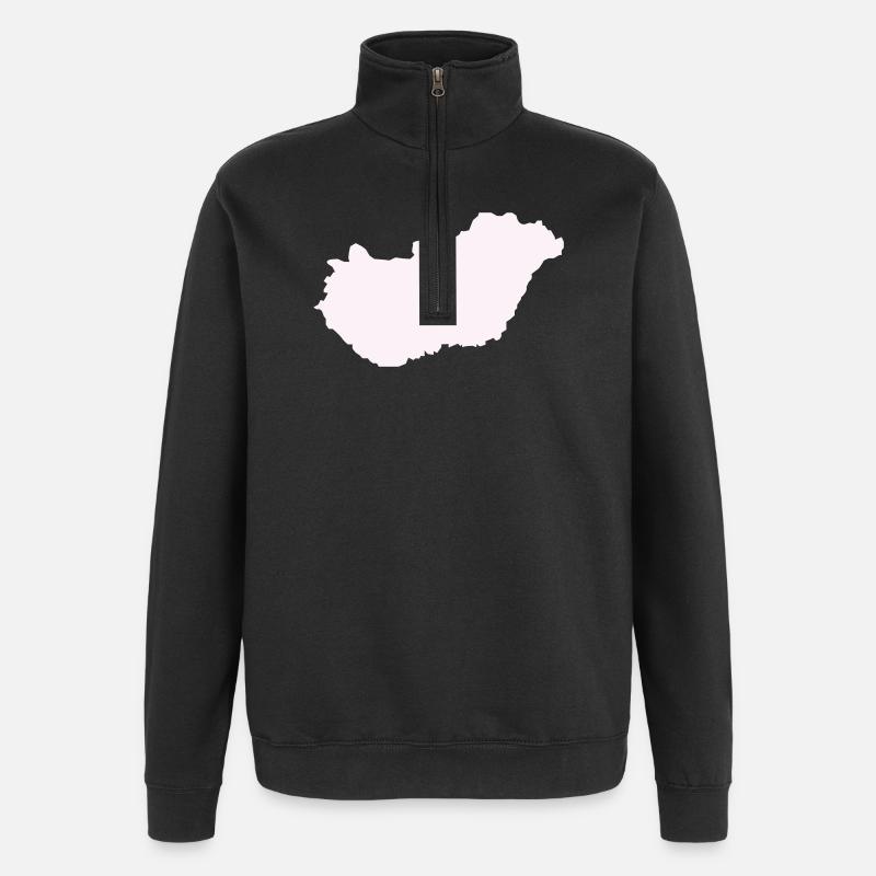 Pays hongrois - Sweat à zip 1/4 - noir