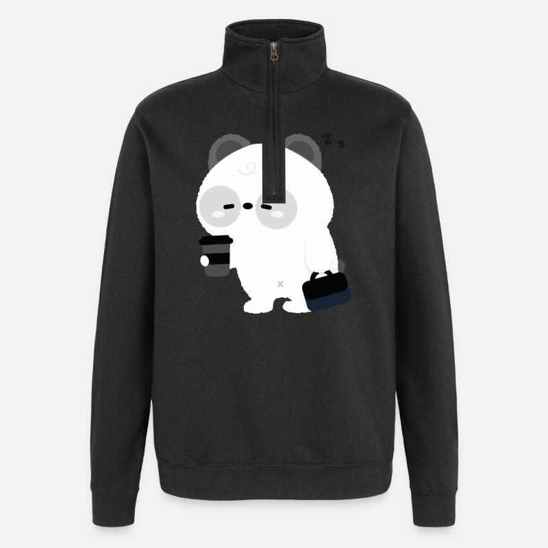 Pause café panda - Sweat à zip 1/4 - noir