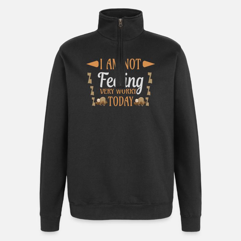 Not feeling workly sloth - Quarter-Zip Sweatshirt - black
