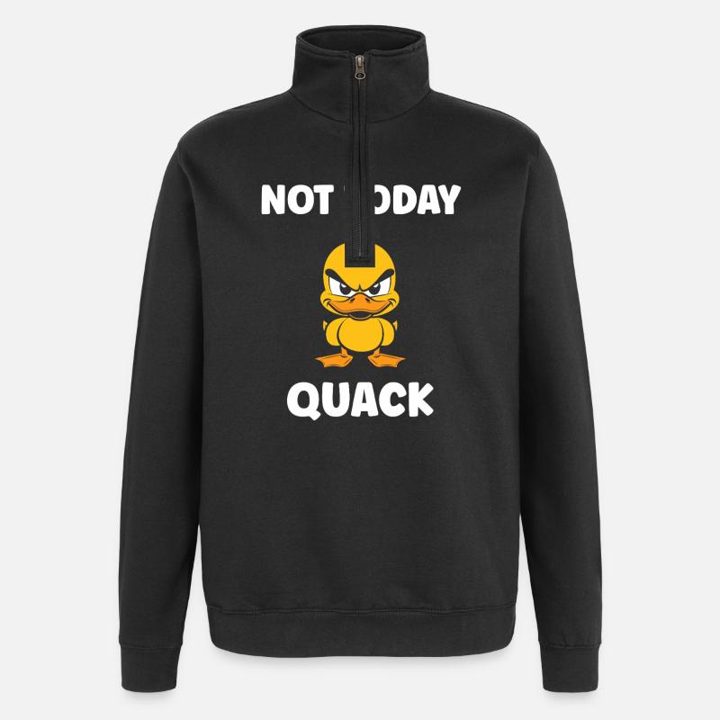 Nicht heute: Quack, temperamentvolle Ente - Quarter-Zip-Sweatshirt - Schwarz