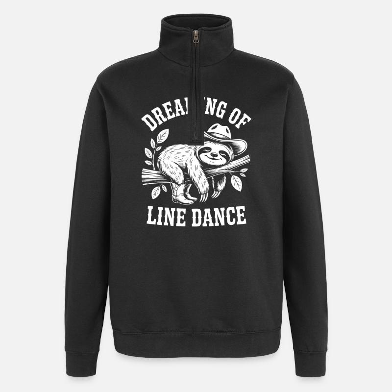 Träumendes Faultier beim Line Dance - Quarter-Zip-Sweatshirt - Schwarz