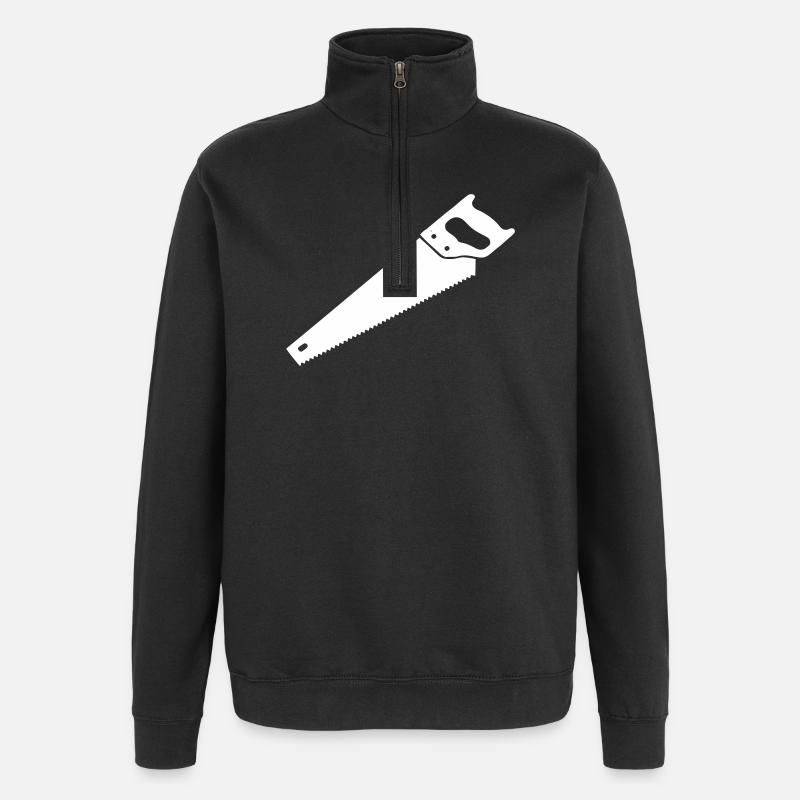 Fuchsschwanz Säge Holzarbeit Vektor - Quarter-Zip-Sweatshirt - Schwarz